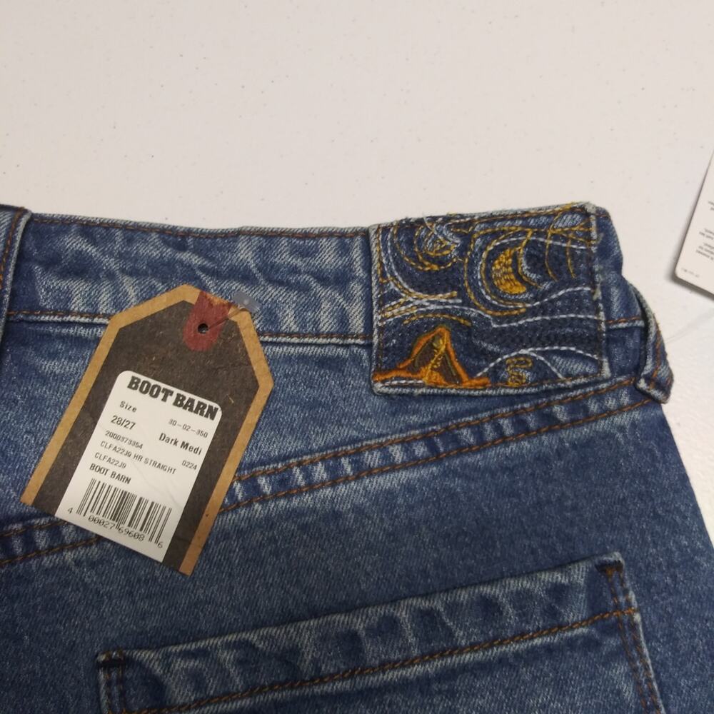 Cleo + Wolf Women's High Rise Straight Dark Wash Button Fly Denim Jean Size 28 - Picture 13 of 13